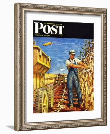 "Corn Harvest," Saturday Evening Post Cover, October 9, 1948-Mead Schaeffer-Framed Giclee Print