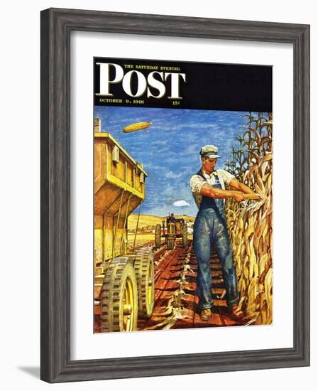 "Corn Harvest," Saturday Evening Post Cover, October 9, 1948-Mead Schaeffer-Framed Giclee Print