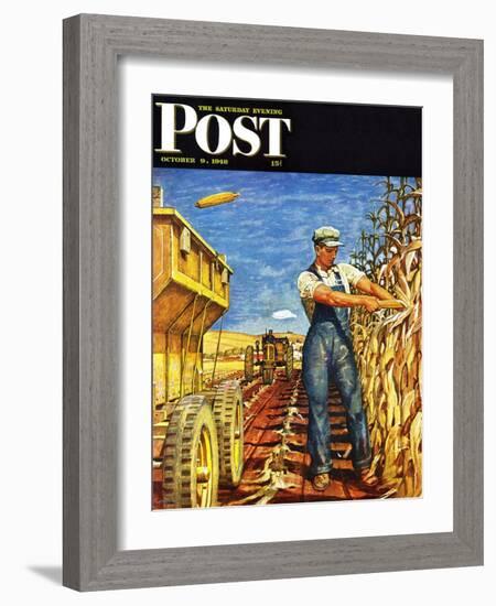 "Corn Harvest," Saturday Evening Post Cover, October 9, 1948-Mead Schaeffer-Framed Giclee Print