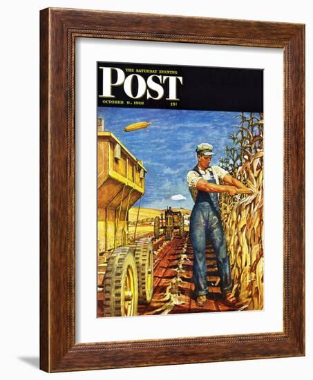 "Corn Harvest," Saturday Evening Post Cover, October 9, 1948-Mead Schaeffer-Framed Giclee Print