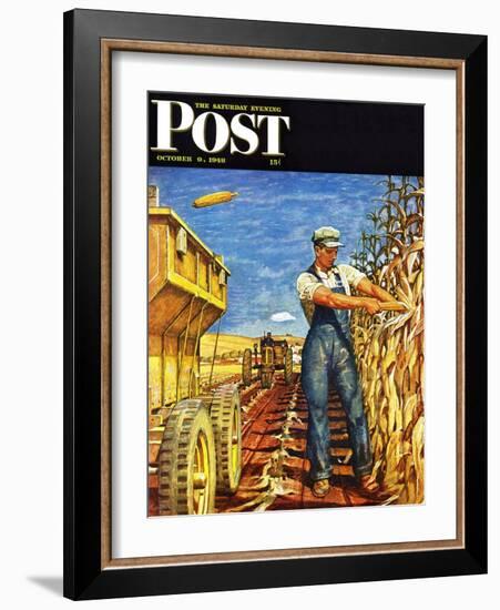 "Corn Harvest," Saturday Evening Post Cover, October 9, 1948-Mead Schaeffer-Framed Giclee Print