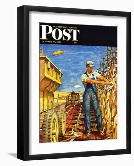 "Corn Harvest," Saturday Evening Post Cover, October 9, 1948-Mead Schaeffer-Framed Giclee Print