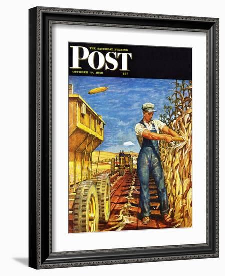 "Corn Harvest," Saturday Evening Post Cover, October 9, 1948-Mead Schaeffer-Framed Giclee Print