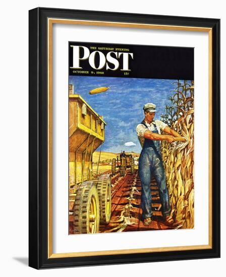 "Corn Harvest," Saturday Evening Post Cover, October 9, 1948-Mead Schaeffer-Framed Giclee Print