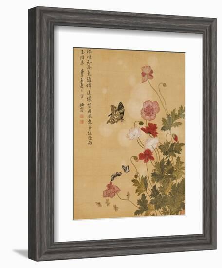 Corn Poppy and Butterflies, 1702-Ma Yuanyu-Framed Giclee Print