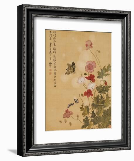 Corn Poppy and Butterflies, 1702-Ma Yuanyu-Framed Giclee Print