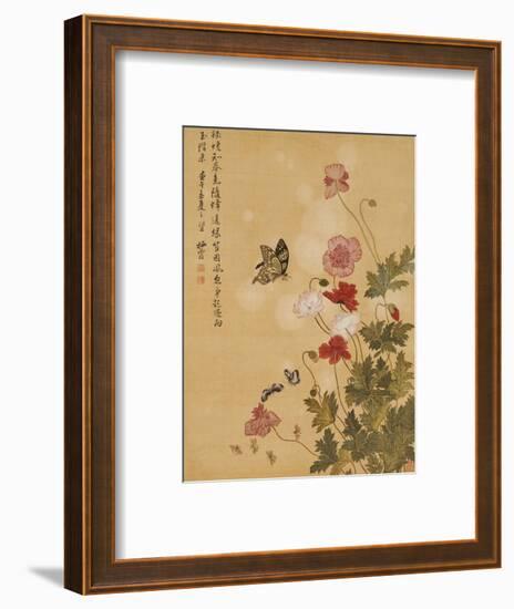 Corn Poppy and Butterflies, 1702-Ma Yuanyu-Framed Premium Giclee Print