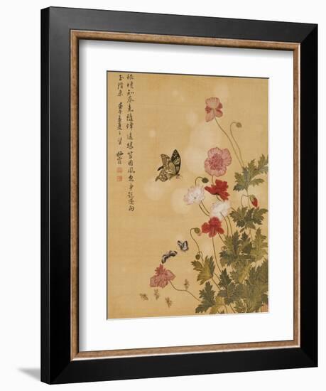 Corn Poppy and Butterflies, 1702-Ma Yuanyu-Framed Premium Giclee Print