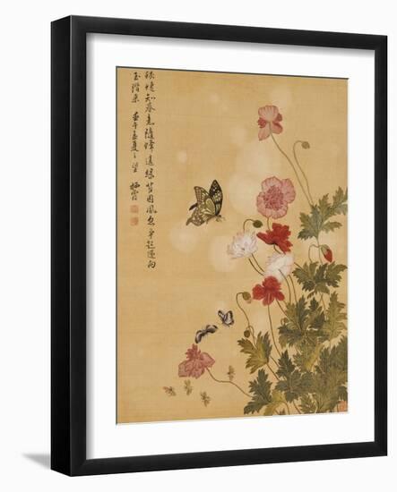 Corn Poppy and Butterflies, 1702-Ma Yuanyu-Framed Giclee Print