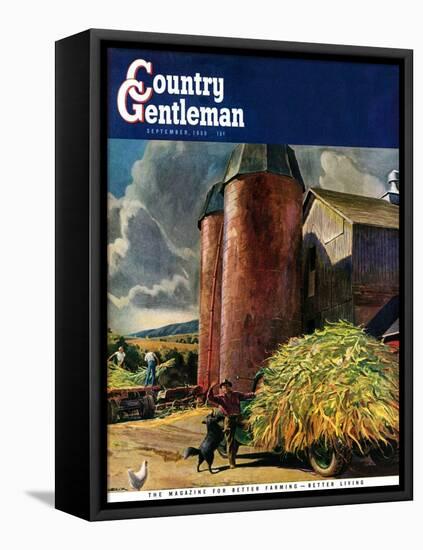 "Corn Silos," Country Gentleman Cover, September 1, 1950-Peter Helck-Framed Premier Image Canvas