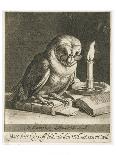 Owl with glasses and books, c. 1625-Cornelis Bloemaert (II)-Laminated Art Print