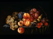 Still Life of Grapes, Cherries and Plums Hanging from A Nail with A Blue Ribbon, 17Th Century (Oil-Cornelis De Heem-Giclee Print