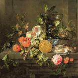 Peaches, Oranges, Grapes and Langoustines on a Pewter Plate and a Conical Roemer on a Box on a…-Cornelis De Heem-Framed Giclee Print