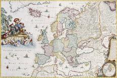 Map of Europe, Showing Europe and Western Russia, Iceland and Greenland-Cornelis III Danckerts-Mounted Giclee Print