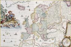 Map of Europe, Showing Europe and Western Russia, Iceland and Greenland-Cornelis III Danckerts-Framed Premier Image Canvas