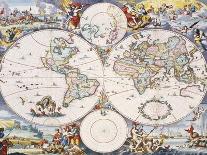 Wall-Map of the World on 4 Sheets, circa 1696-Cornelis III Danckerts-Mounted Giclee Print