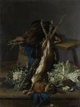 Still Life with Black Rooster and Two Rabbits-Cornelis Lelienbergh-Mounted Art Print