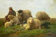 A Shepherd with Sheep and Lambs-Cornelis van Leemputten-Giclee Print