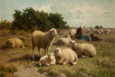 A Shepherd with Sheep and Lambs-Cornelis van Leemputten-Giclee Print