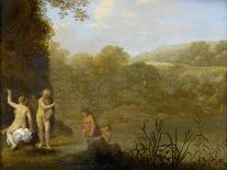 Bathing Men Watched by a Woman-Cornelis van Poelenburch-Art Print