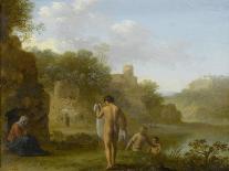 Bathing Men Watched by a Woman-Cornelis van Poelenburch-Art Print