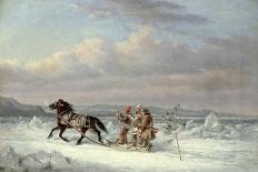 Habitants by a Frozen River-Cornelius Krieghoff-Framed Art Print