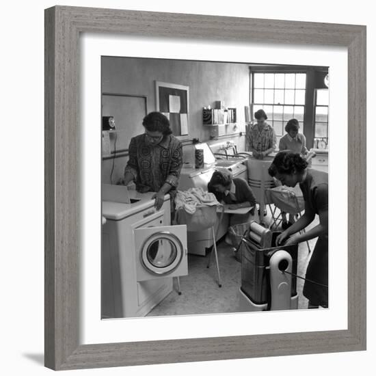 Cornell University Home Economics Students Learn the Characteristics of Commercial Washing Machines-Nina Leen-Framed Photographic Print