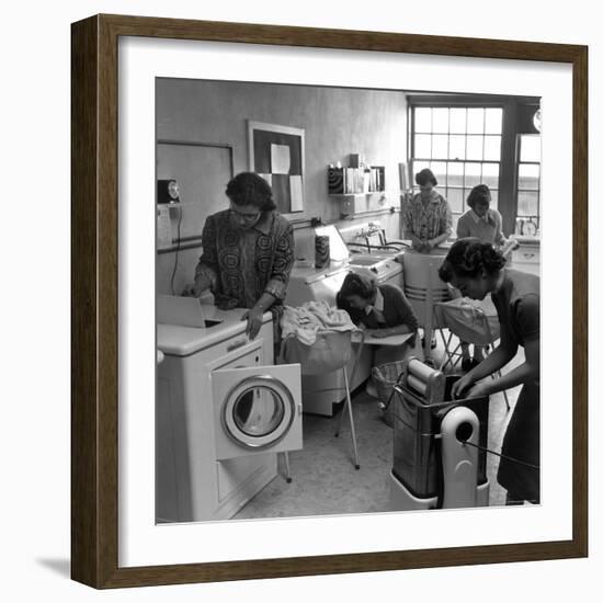 Cornell University Home Economics Students Learn the Characteristics of Commercial Washing Machines-Nina Leen-Framed Photographic Print