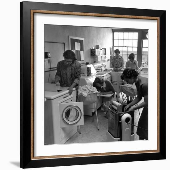 Cornell University Home Economics Students Learn the Characteristics of Commercial Washing Machines-Nina Leen-Framed Photographic Print