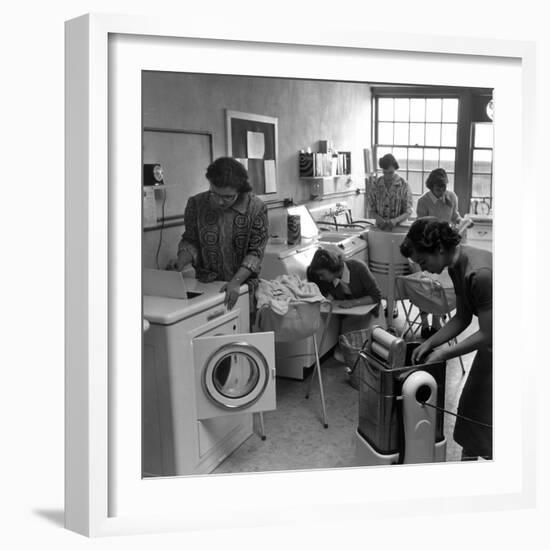 Cornell University Home Economics Students Learn the Characteristics of Commercial Washing Machines-Nina Leen-Framed Photographic Print