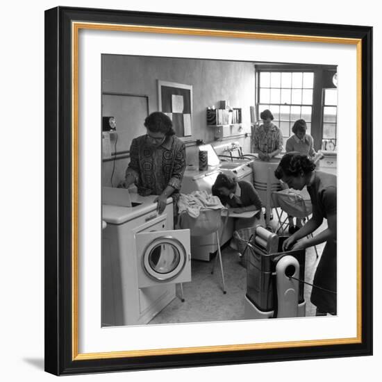 Cornell University Home Economics Students Learn the Characteristics of Commercial Washing Machines-Nina Leen-Framed Photographic Print