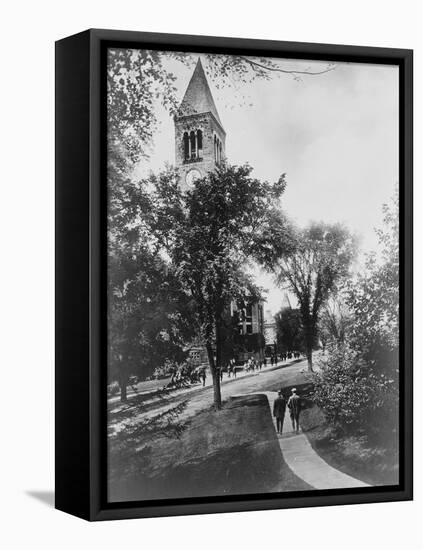 Cornell University Library New York City, NY Photo - New York, NY-Lantern Press-Framed Stretched Canvas