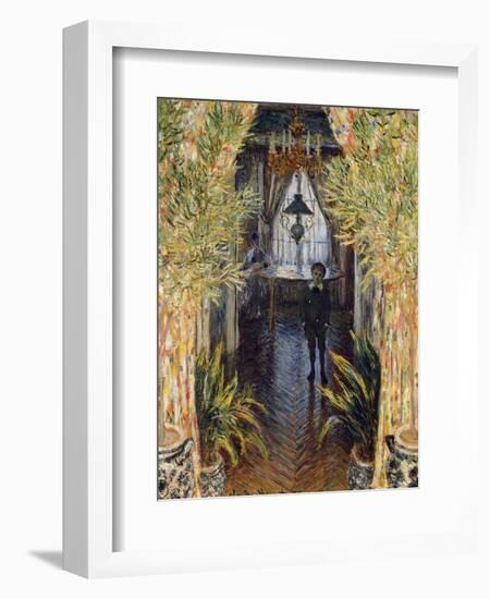 Corner of a Flat at Argenteuil with Jean and Camill Monet, 1875-Claude Monet-Framed Giclee Print