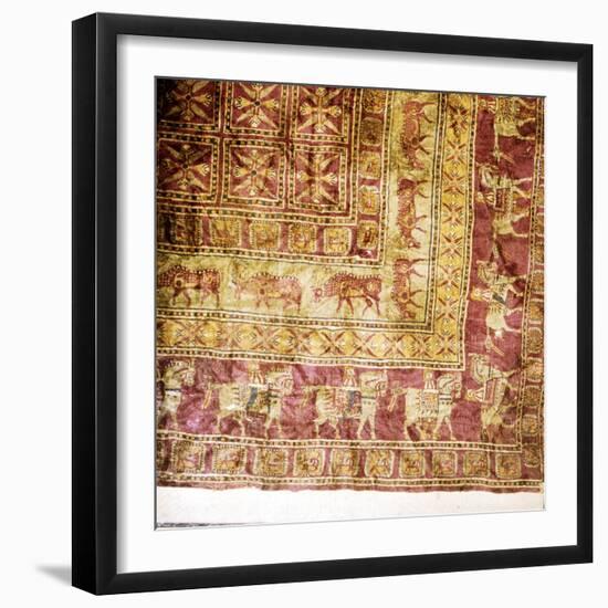 Corner of Pile Carpet from Tomb at Pazyryk, Altai, USSR, 5th century BC-4th century BC-Unknown-Framed Giclee Print