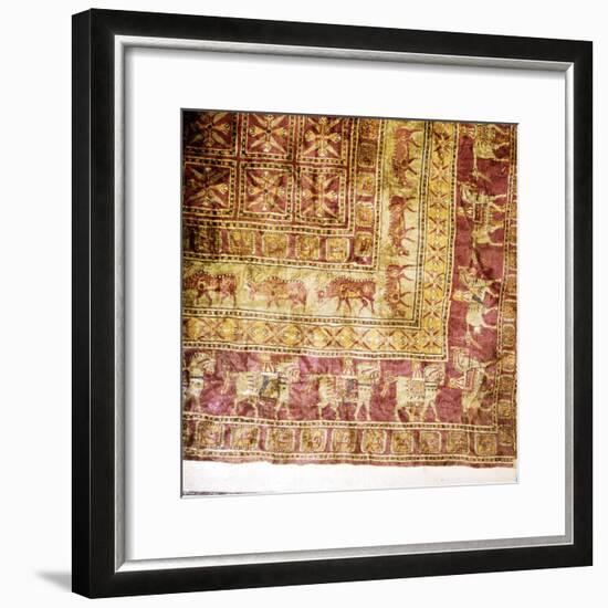 Corner of Pile Carpet from Tomb at Pazyryk, Altai, USSR, 5th century BC-4th century BC-Unknown-Framed Giclee Print