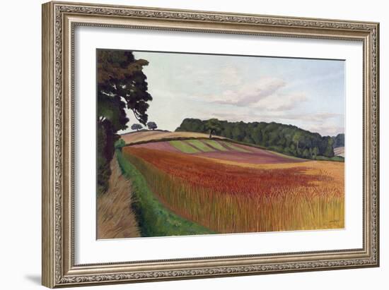 Cornfield at Wiston-By-Nayland, Suffolk, C.1932 (Oil on Canvas)-John Northcote Nash-Framed Giclee Print