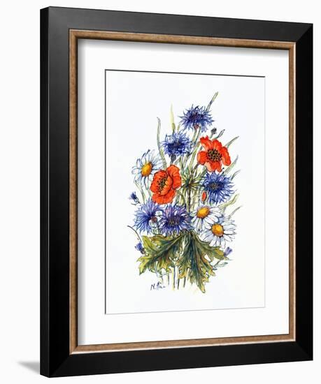 Cornflower, Poppy and Ox-Eye Daisy-Nell Hill-Framed Giclee Print