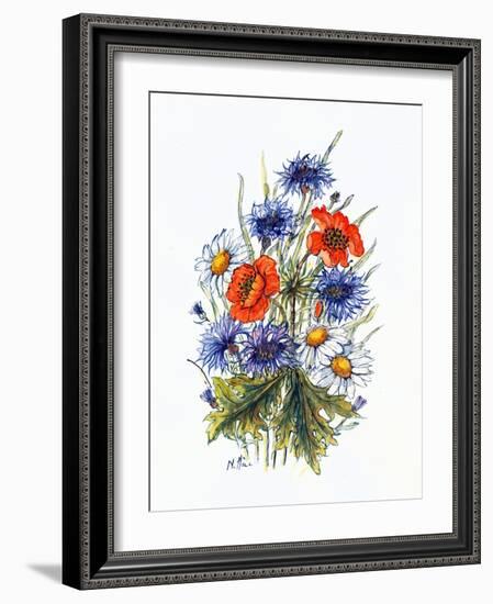 Cornflower, Poppy and Ox-Eye Daisy-Nell Hill-Framed Giclee Print