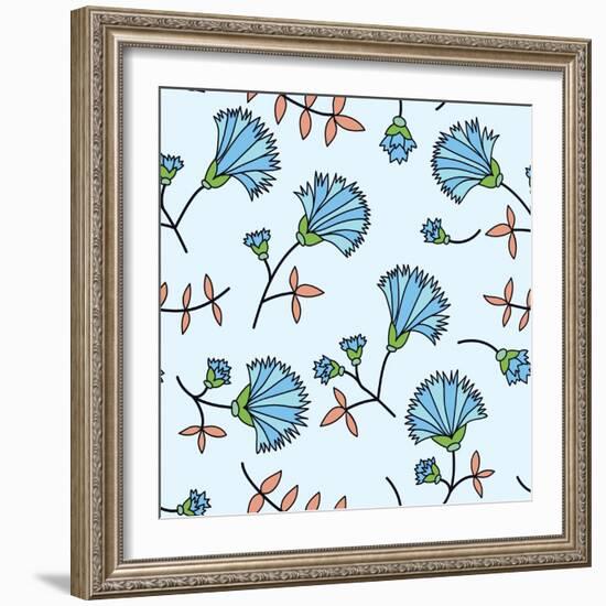 Cornflower Seamless-Little_cuckoo-Framed Art Print