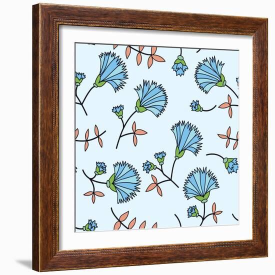 Cornflower Seamless-Little_cuckoo-Framed Art Print