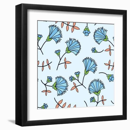 Cornflower Seamless-Little_cuckoo-Framed Art Print