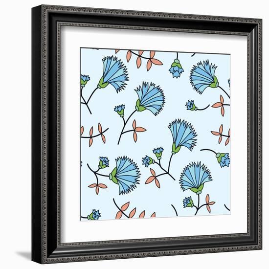 Cornflower Seamless-Little_cuckoo-Framed Art Print