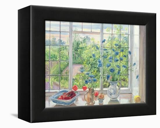 Cornflowers and Kitchen Garden-Timothy Easton-Framed Premier Image Canvas