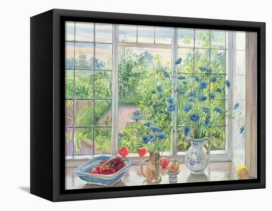 Cornflowers and Kitchen Garden-Timothy Easton-Framed Premier Image Canvas