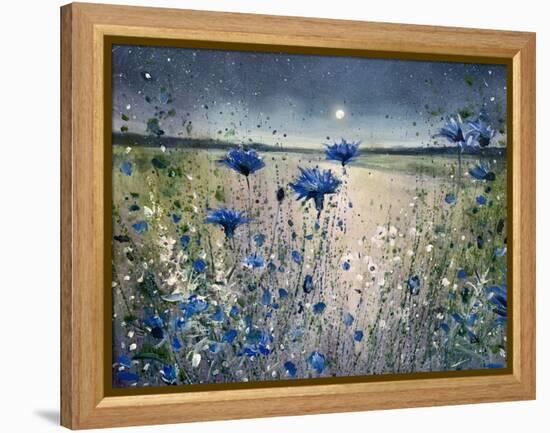 Cornflowers and The Moon No 1-Jennifer Taylor-Framed Stretched Canvas