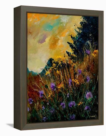 Cornflowers Yellow Purple-Pol Ledent-Framed Stretched Canvas