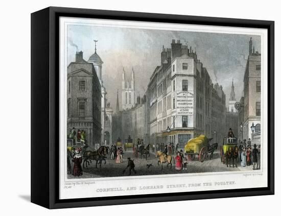 Cornhill and Lombard Street from Poultry, City of London, 1830-S Lacey-Framed Premier Image Canvas