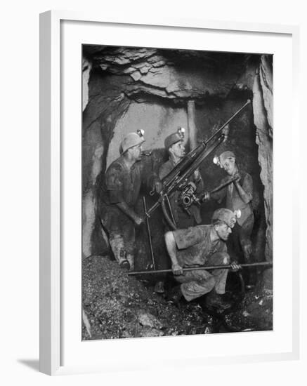 Cornish Tin Miners Below Ground-null-Framed Photographic Print