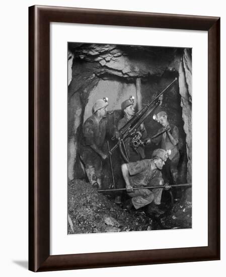 Cornish Tin Miners Below Ground-null-Framed Photographic Print