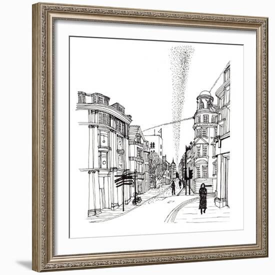 Cornmarket Street, 2019 (Pen and Ink)-Charlotte Orr-Framed Giclee Print